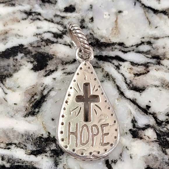 BRIGHTON RETIRED CROSS HOPE TEARDROP CHARM - Picture 1 of 3